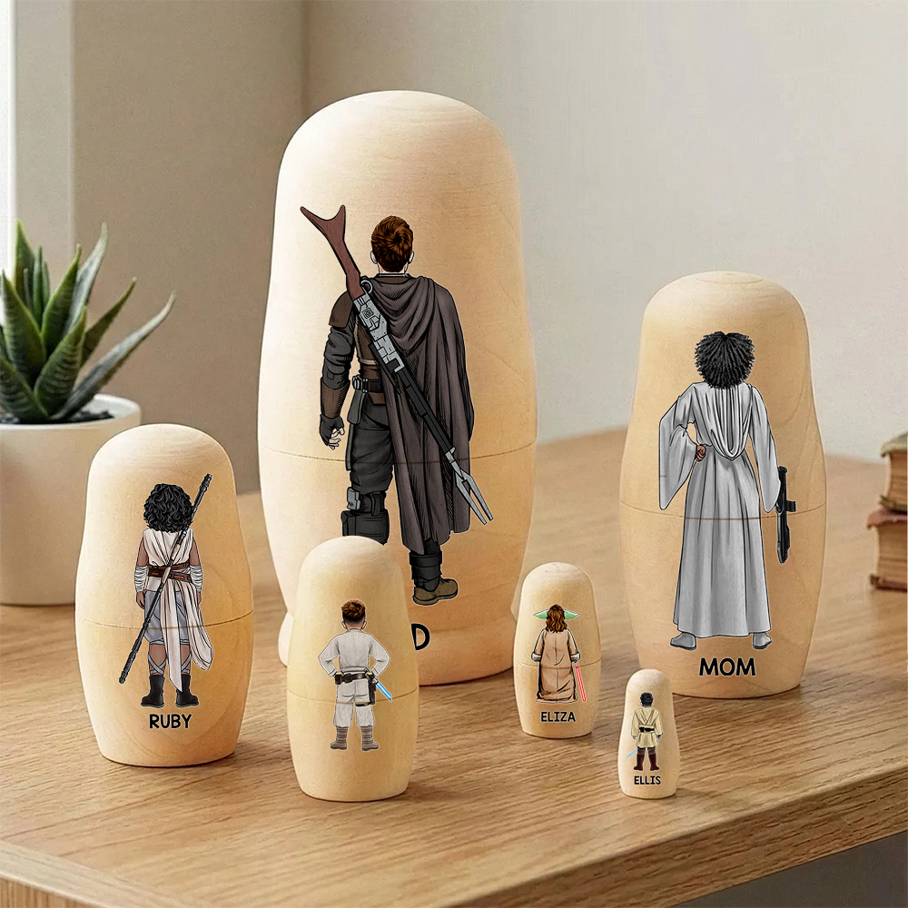 "Bring the Universe Home with Our Space Theme Family Nesting Dolls" - Personalized Wooden Gifts for Family Wooden Nesting Dolls PopCulturePrints