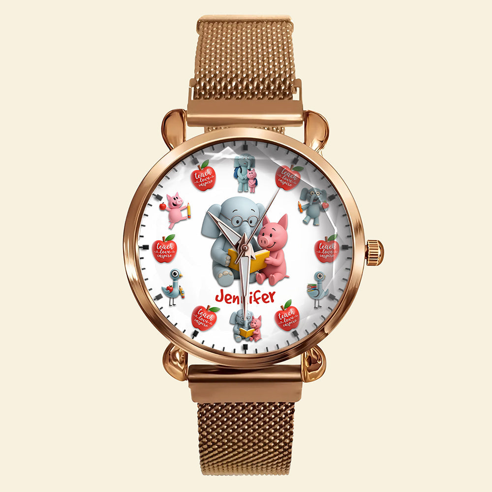Teach, Love, Inspire - Personalized Teacher Quartz Watch Quartz Watch PopCulturePrints