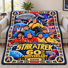 Load image into Gallery viewer, “Celebrate 60 Years of Adventure!” - Personalized Star Trek Anniversary Blanket - Perfect Gift for Fans and Collectors
