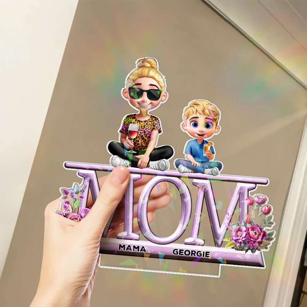 Celebrate Mom with Love - Personalized Holographic Acrylic Plaque | Unique Gift for Moms and Grandmas Holographic Acrylic Plaque PopCulturePrints