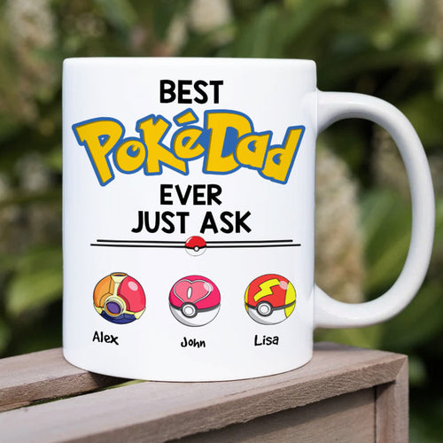 Best PokeDad Ever Just Ask Personalized Mug - Perfect Gift for Dad Coffee Mug PopCulturePrints
