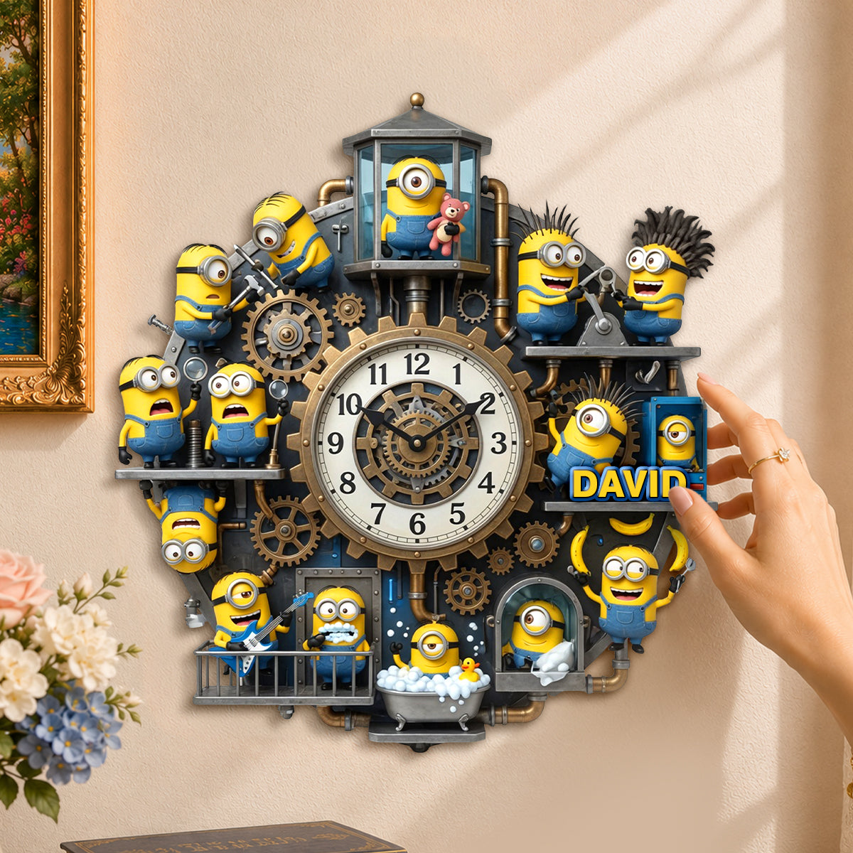 Banana Buddies Acrylic Hanging Wall Clock - Personalized Gift for Fun Lovers