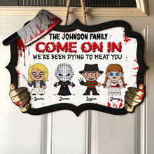 Load image into Gallery viewer, Personalized Horror Movie Family Wood Sign - Halloween Gift
