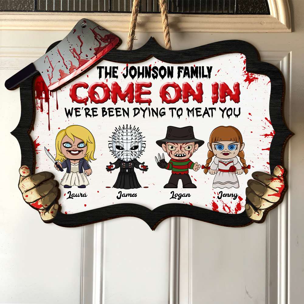 Personalized Horror Movie Family Wood Sign - Halloween Gift