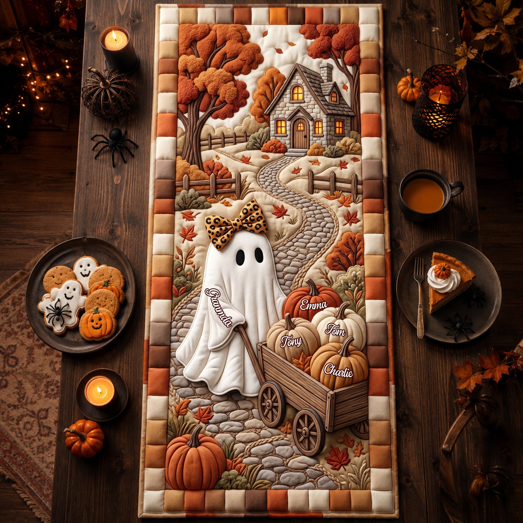 "Boo-tiful Memories for Grandkids – Personalized Halloween Table Runner"