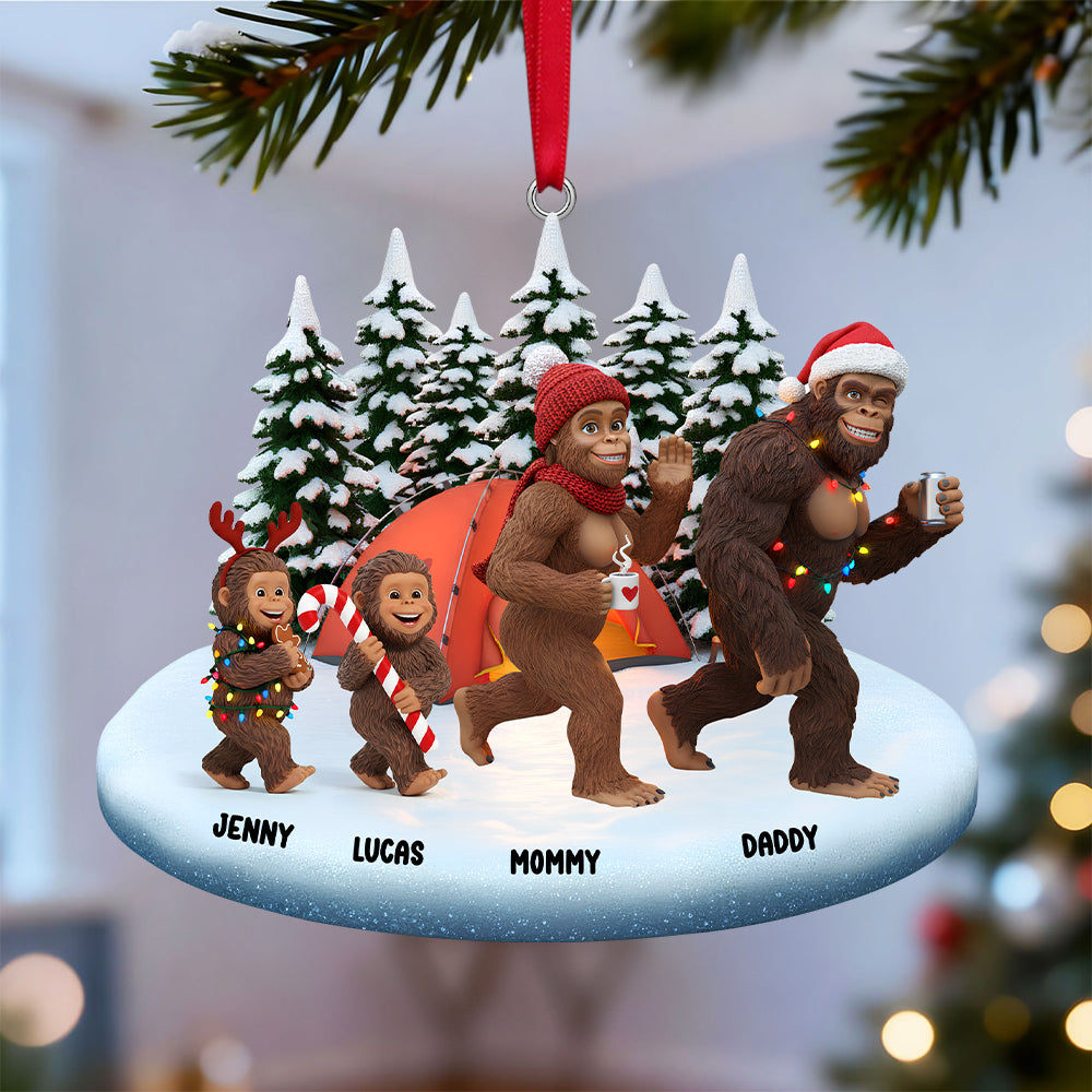 “Celebrate Togetherness with Sasquatch Family Fun” - Personalized Sasquatch Family Christmas Ornament - Unique Gift for Family and Loved Ones Ornament PopCulturePrints