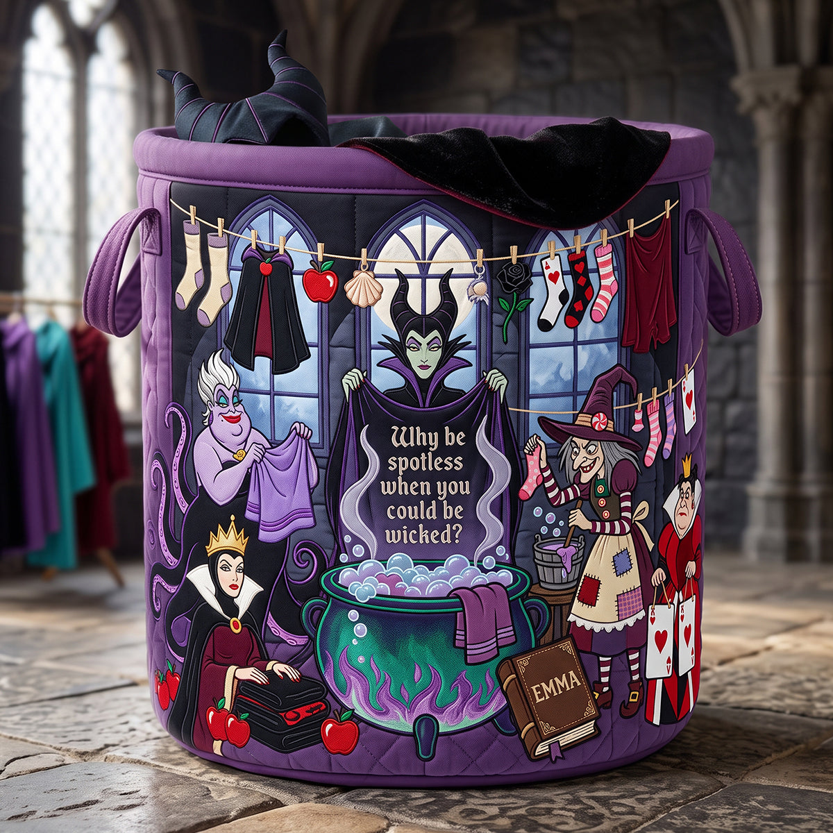 Why Be Spotless When You Could Be Wicked? - Personalized Villains Doing Laundry Basket
