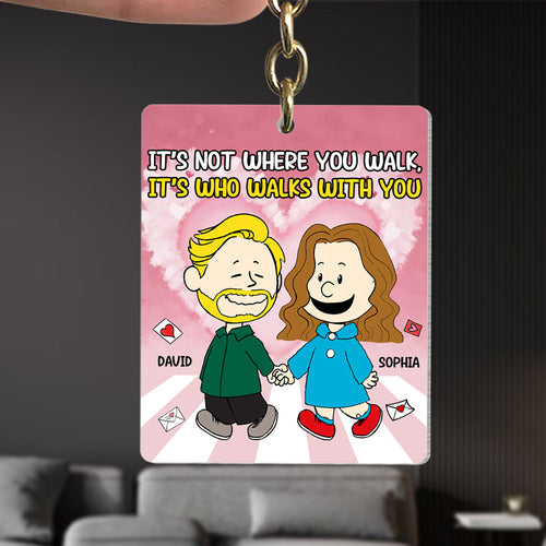 Personalized Couple Keychain - Who Walks With You Keychains PopCulturePrints