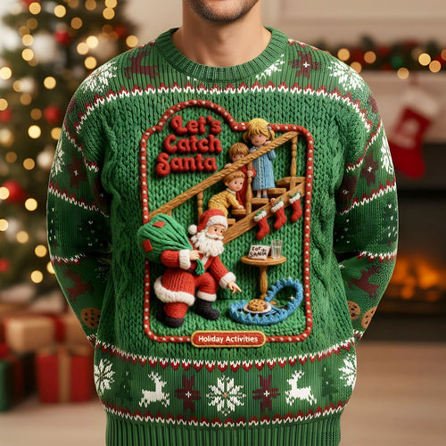 Let's Catch Santa - Fun & Quirky Ugly Sweater, Personalized Gifts for Holiday Cheer AOP Products PopCulturePrints