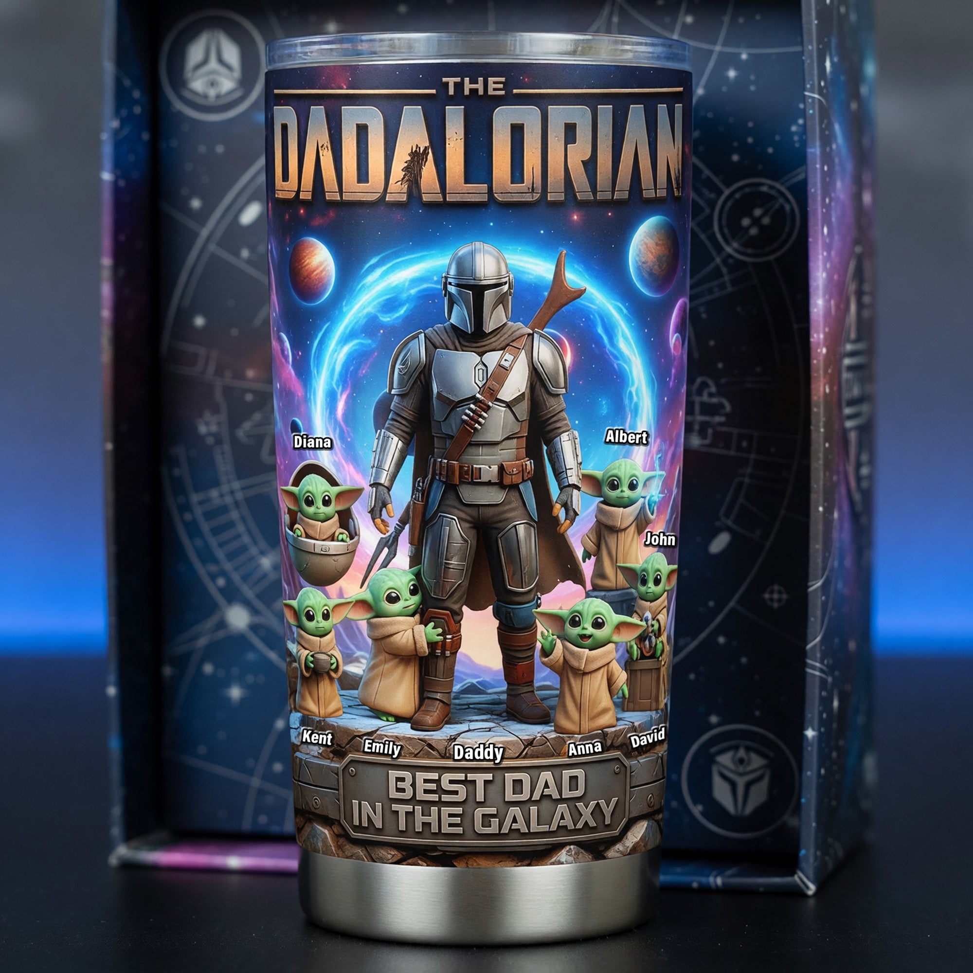 “The Best Dad in the Galaxy” - Customizable Best Space Dad Tumbler - Perfect Gift for Fathers and Grandfathers Tumbler Cup PopCulturePrints