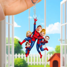Load image into Gallery viewer, 🕷️ "Swinging Through Life!" - Multitasking Fabulous Family Acrylic Keychain - Personalized Gift for Family &amp; Friends
