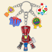 Load image into Gallery viewer, Custom Super Dad Keychain - Personalized Hero Gift Keychains PopCulturePrints
