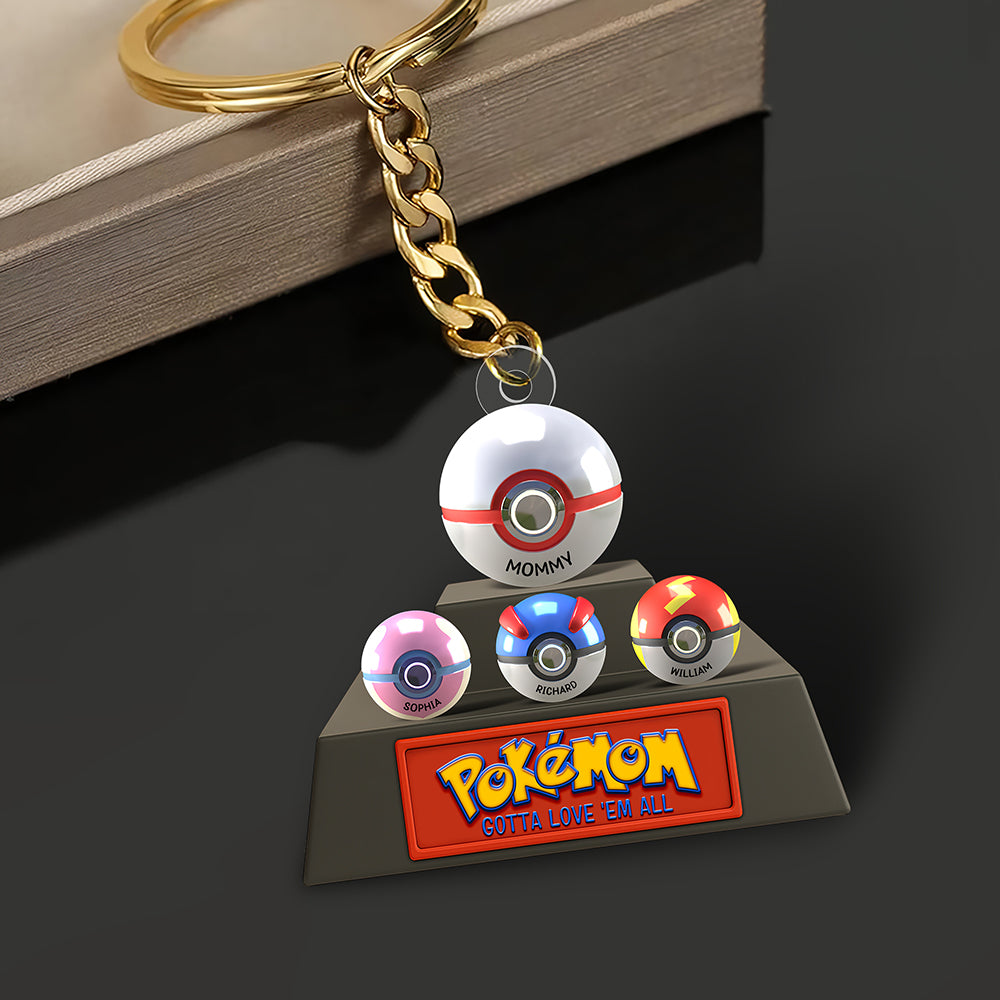 Gotta Love 'Em All - Personalized Keychain for Mom Keychains PopCulturePrints