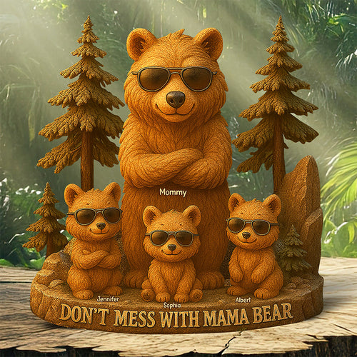Don't Mess With Mama Bear - Personalized Gift Plaque for Moms, Dads, Grandmas & More Shaped Plaques PopCulturePrints