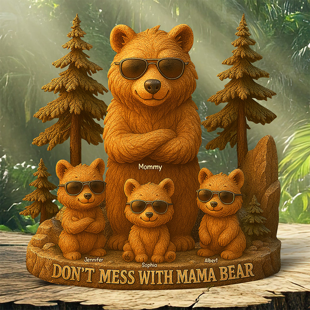 Don't Mess With Mama Bear - Personalized Gift Plaque for Moms, Dads, Grandmas & More Shaped Plaques PopCulturePrints