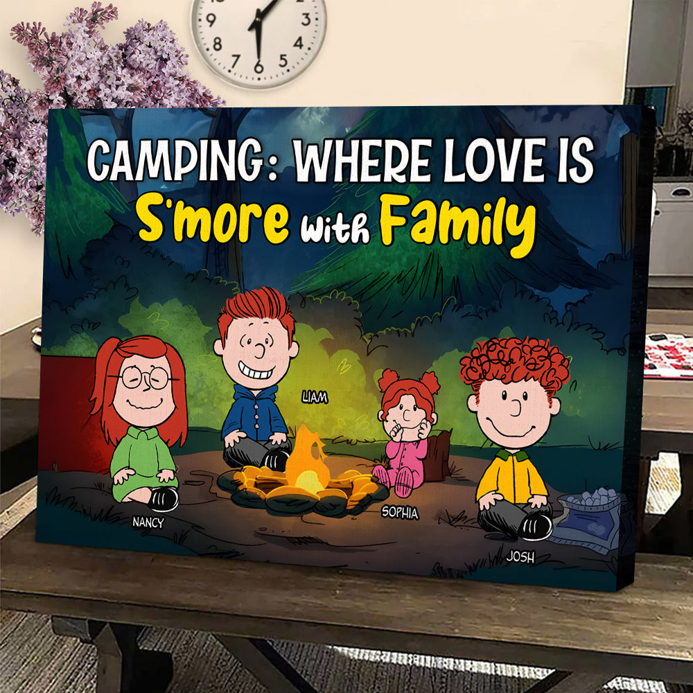 Personalized Family Canvas Print - Camping S'more With Family