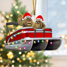 Load image into Gallery viewer, Personalized Pontoon Lovers Christmas Ornament with Happy Bigfoot
