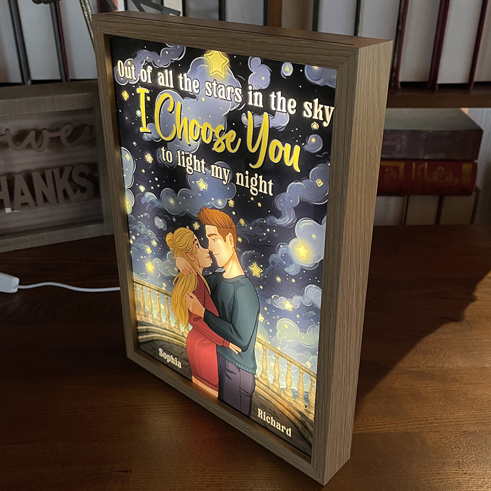 Personalized Starry Night Light Frame for Couples Light Picture Frame PopCulturePrints