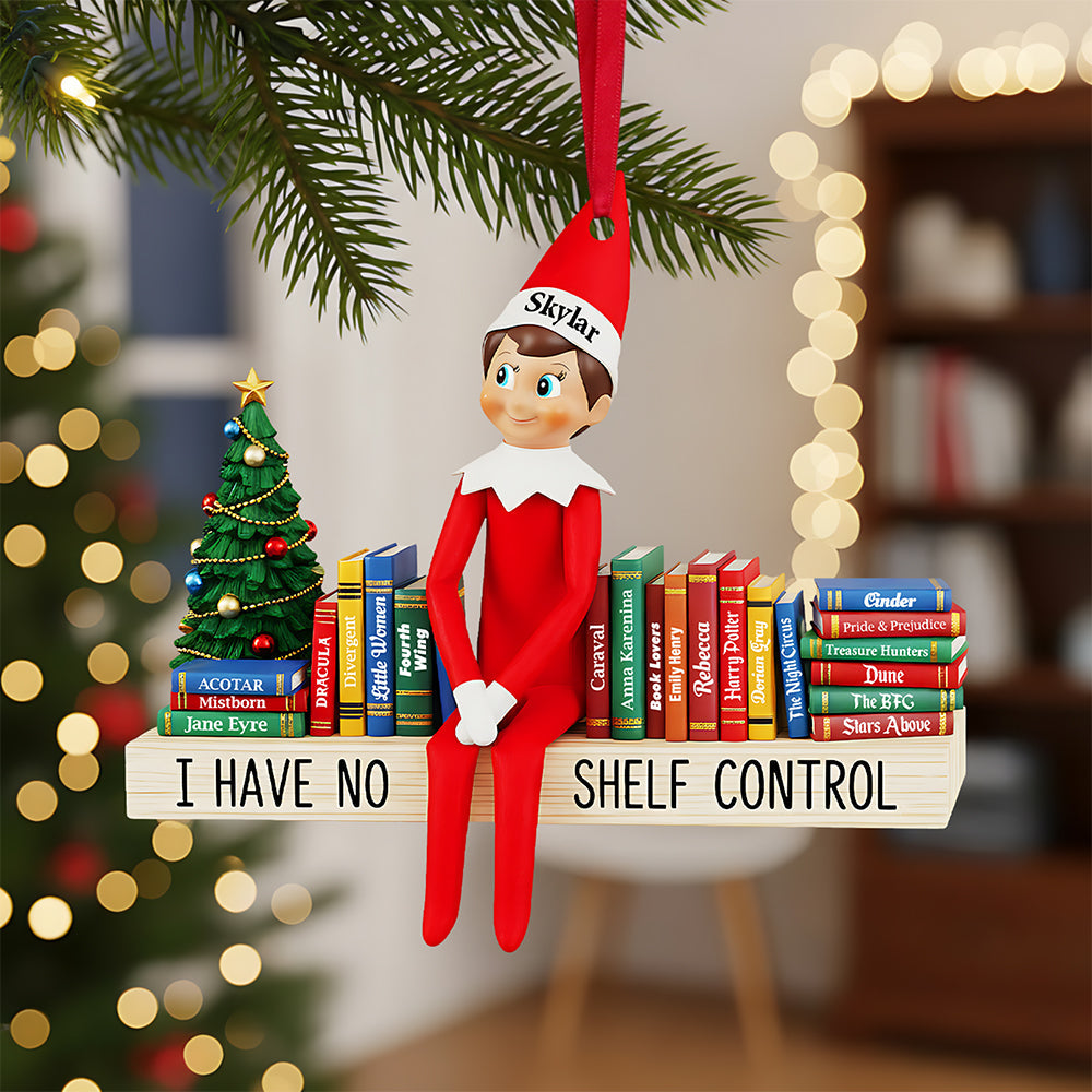 "I Have No Shelf Control" - Funny Book Christmas Ornament - Personalized Gifts for Book Lovers Ornament PopCulturePrints