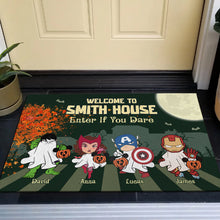 Load image into Gallery viewer, Personalized Family Halloween Doormat - Enter If You Dare
