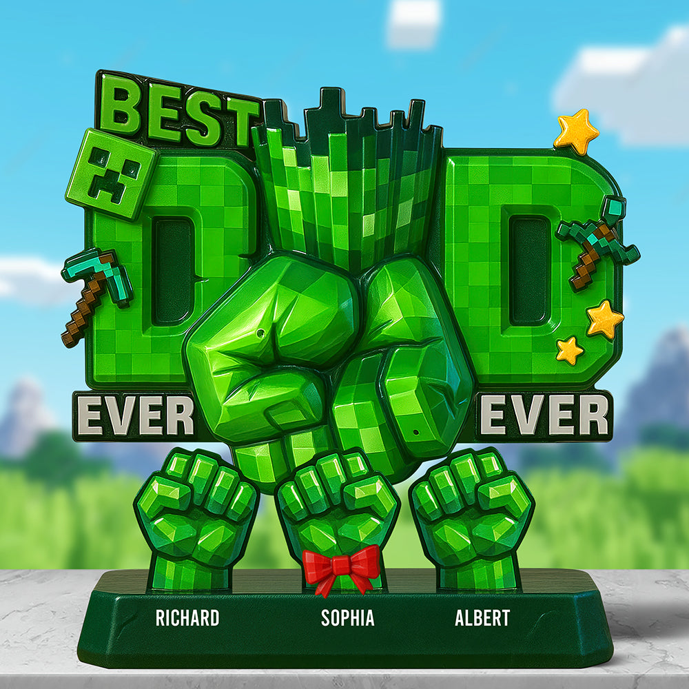 "Best Dad Ever" - Personalized Fist Bump Dad Acrylic Plaque - Unique Gift for Dad, Grandpa & Father Figures Shaped Plaques PopCulturePrints