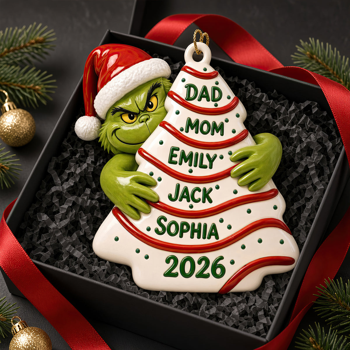 "Celebrate Togetherness This Christmas!" - Personalized Grinch Family Ornament - Custom Gift for Families, Friends, and Loved Ones Ornament PopCulturePrints