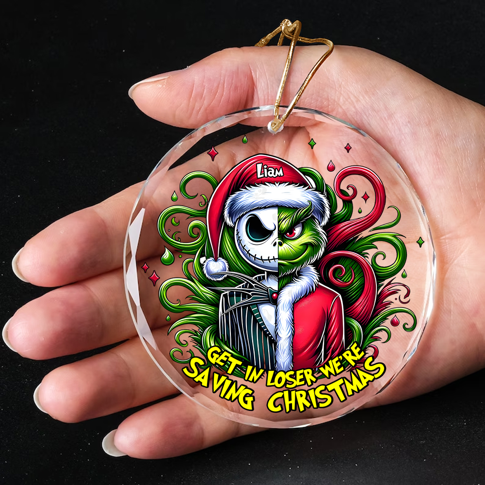 Personalized Christmas Ornament for Movie Fans - Jack and Grinch Design