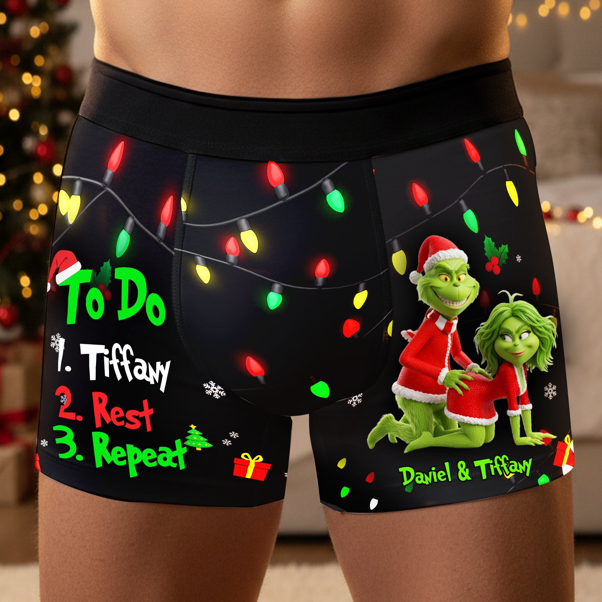 Grumpy Couple Christmas Boxers – A Fun Personalized Gift for Him Boxer Briefs PopCulturePrints