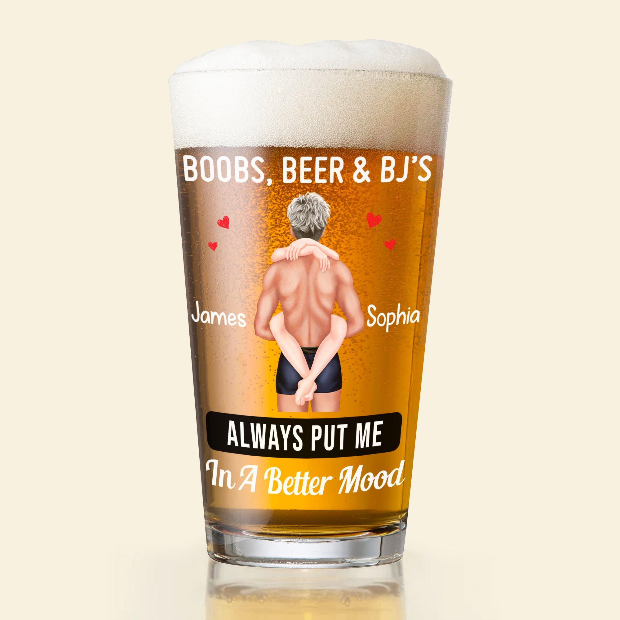 Custom Beer Glass for Fun Couples - Always Put Me in a Better Mood Beer Glasses PopCulturePrints