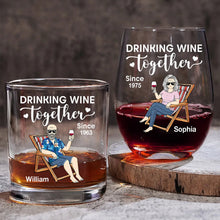 Load image into Gallery viewer, Drinking Wine Together - Personalized Combo Wine &amp; Whiskey Glass Set Combo Wine &amp; Whiskey Glass PopCulturePrints
