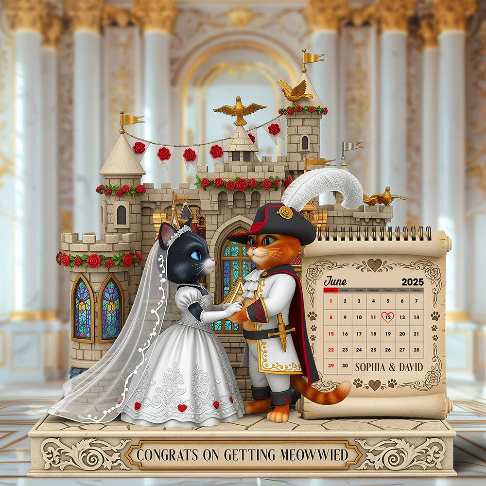 Congrats on Getting Meowwied - Custom Cat Couple Wedding Acrylic Plaque Shaped Plaques PopCulturePrints