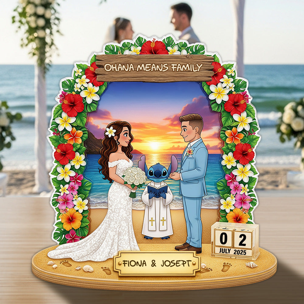 Ohana Means Family - Personalized Wedding Couple Acrylic Plaque Gift Shaped Plaques PopCulturePrints