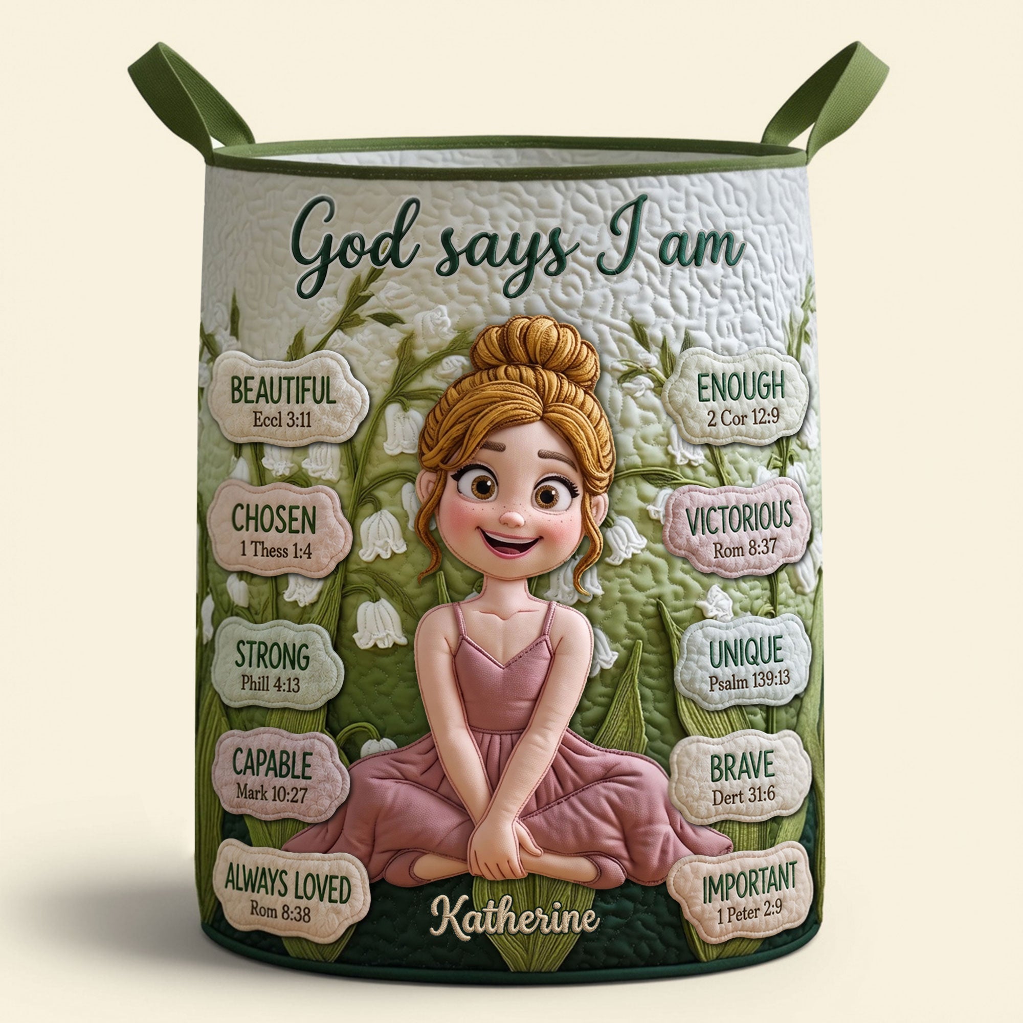 Lovely Birth Flower Quilted Laundry Basket - Personalized Gifts For Girls 05qhti170726 Laundry Basket PopCulturePrints