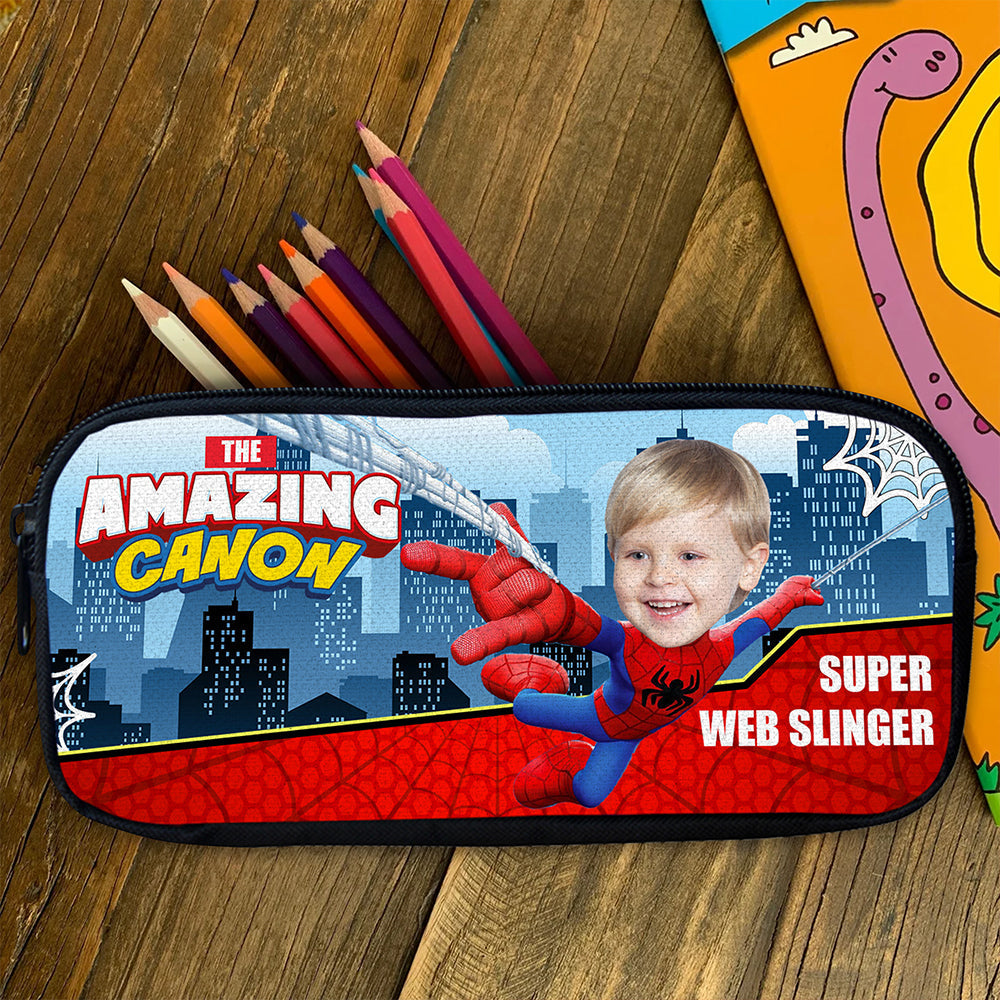 Personalized Superhero Photo Pencil Case - Custom Gift for Kids