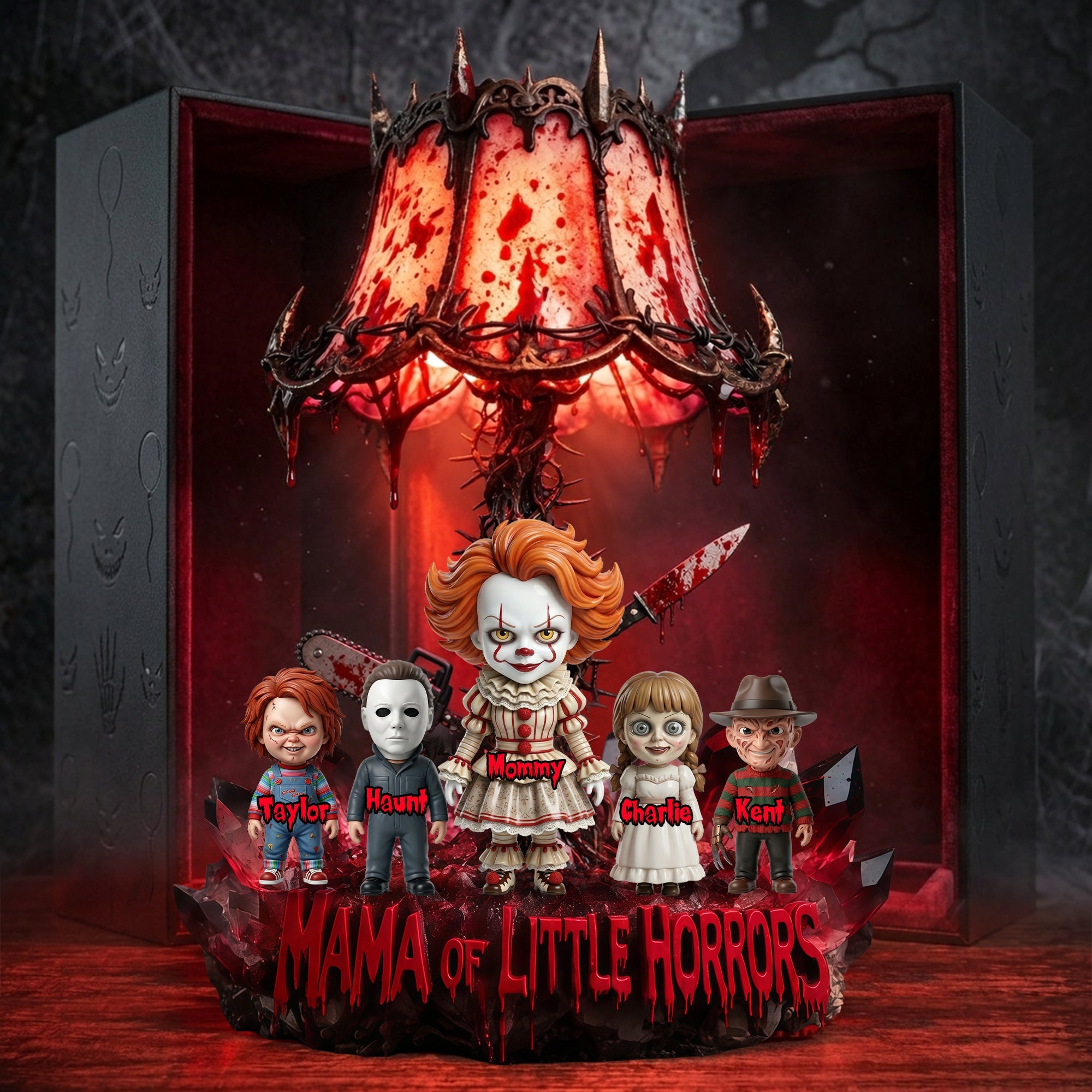 “Embrace the Dark Side with Love” - Mama Of Little Horrors Light Box - Personalized Gift for Mom, Grandma & Horror Fans Light Box PopCulturePrints