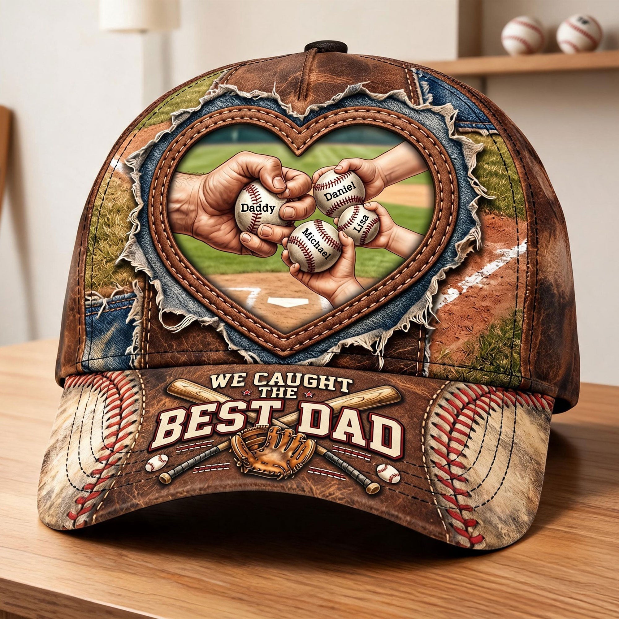 We Caught the Best Dad - Personalized Baseball Dad Cap Gift Caps PopCulturePrints
