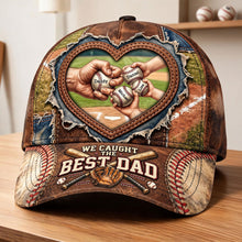 Load image into Gallery viewer, We Caught the Best Dad - Personalized Baseball Dad Cap Gift Caps PopCulturePrints
