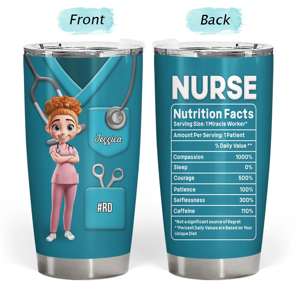 Nurse Nutrition Facts Tumbler - Personalized Gift for Healthcare Heroes Tumbler PopCulturePrints