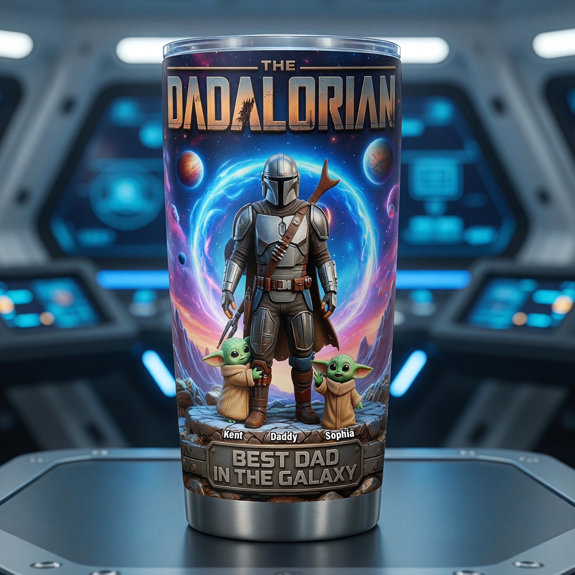 “The Best Dad in the Galaxy” - Customizable Best Space Dad Tumbler - Perfect Gift for Fathers and Grandfathers Tumbler Cup PopCulturePrints