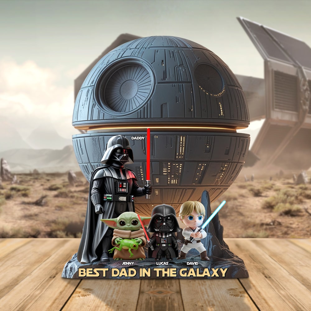 Best Dad in the Galaxy - Personalized Acrylic Plaque for Dad Shaped Plaques PopCulturePrints