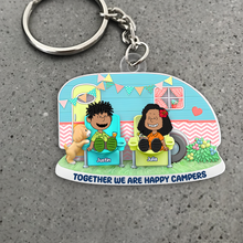 Load image into Gallery viewer, Personalized Happy Campers Couple Keychain Keychains PopCulturePrints
