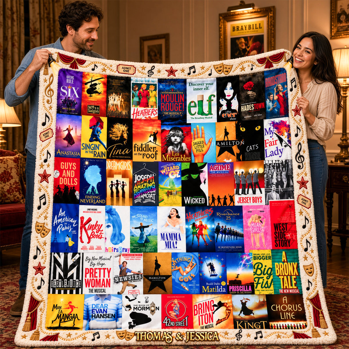 "Ignite Your Passion for Theater" - Musical Theater Blanket, Personalize Your Gift for Drama Lovers Blanket PopCulturePrints