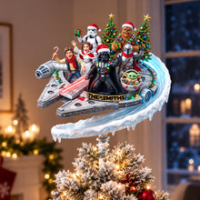 Load image into Gallery viewer, "Bring Joy to Your Holidays with a Personalized Touch" - Merry Force-mas Acrylic Christmas Tree Topper - Custom Gift for Family and Friends Ornament PopCulturePrints
