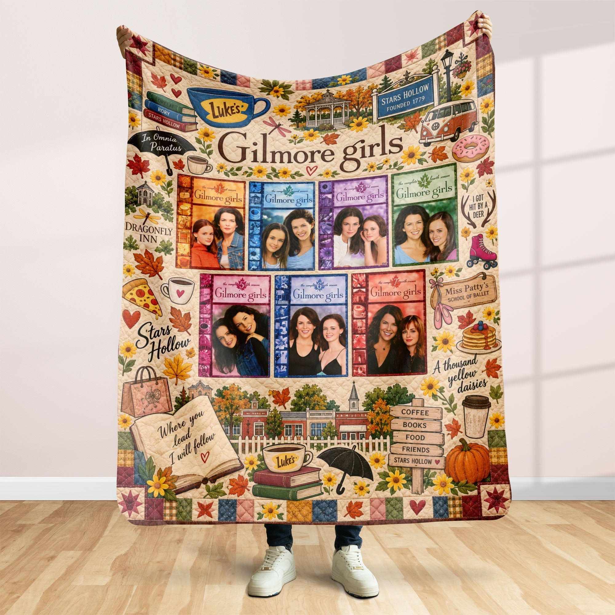 Where You Lead, I Will Follow - Cozy Autumn Small-Town Blanket - Personalized Gift for Gilmore Girls Fans Blanket PopCulturePrints