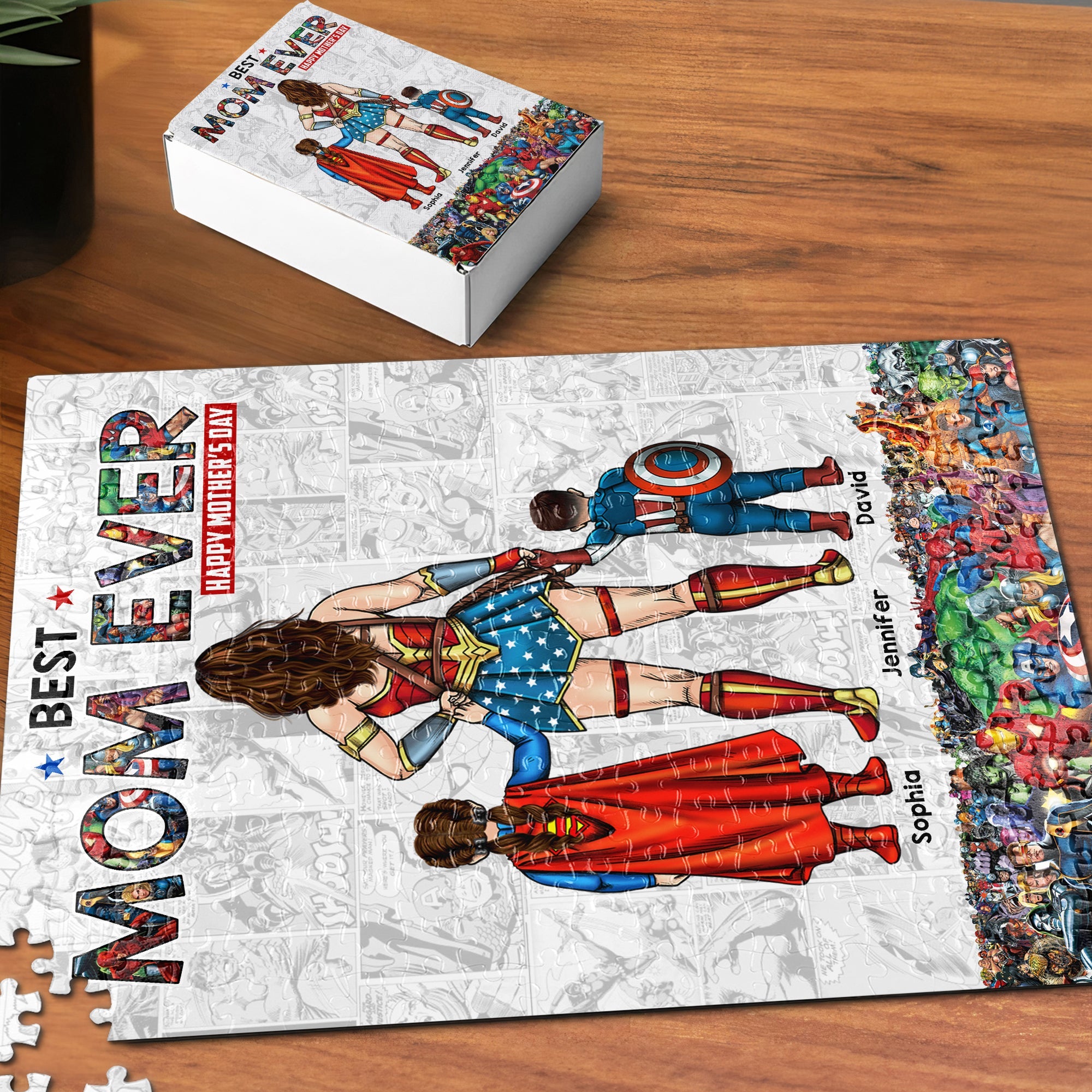 Best Mom Ever - Personalized Superhero Jigsaw Puzzle Gift for Mother's Day Jigsaw Puzzles PopCulturePrints