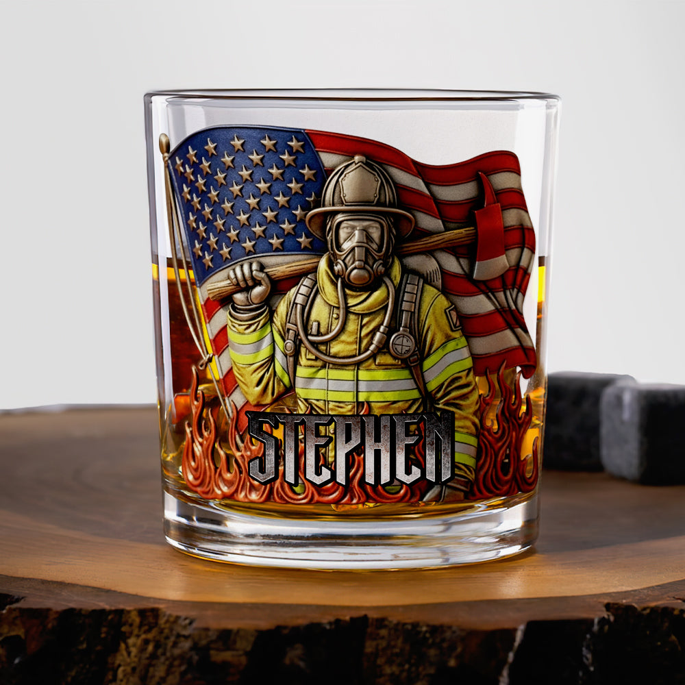 Blaze of Honor: Personalized Whiskey Glass for Firefighters Whiskey Glass PopCulturePrints