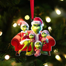 Load image into Gallery viewer, Personalized Green Monster Family Christmas Ornament Ornament PopCulturePrints

