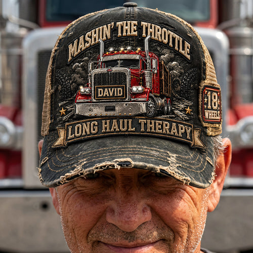 Mashin' the Throttle - Legendary Truck Classic Cap - Personalized Gift for Truckers Caps PopCulturePrints