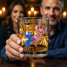 Load image into Gallery viewer, "I Licked It, So It's Mine" - Funny Couple Whiskey Glass - Personalized Gifts for Couples Glass PopCulturePrints
