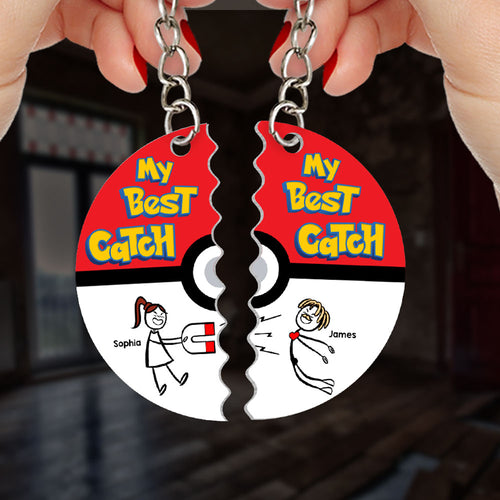 Personalized Best Catch Couple Keychains - Perfect Valentine's Day Gifts for Partners Keychains PopCulturePrints